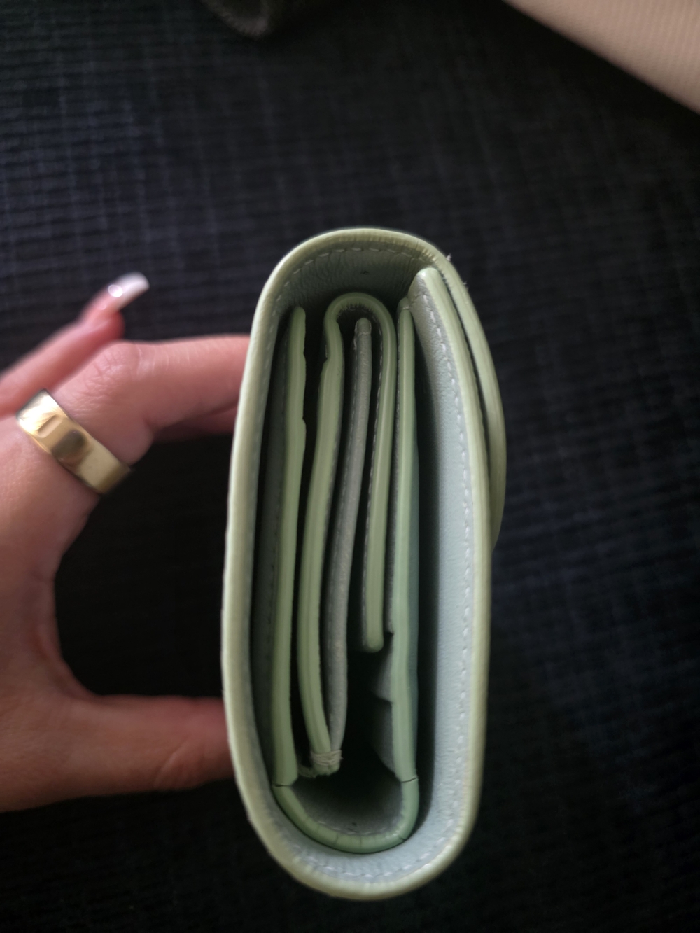 Celine Triomphe Embossed Croc Wallet in Light Green - Picture 11 of 16
